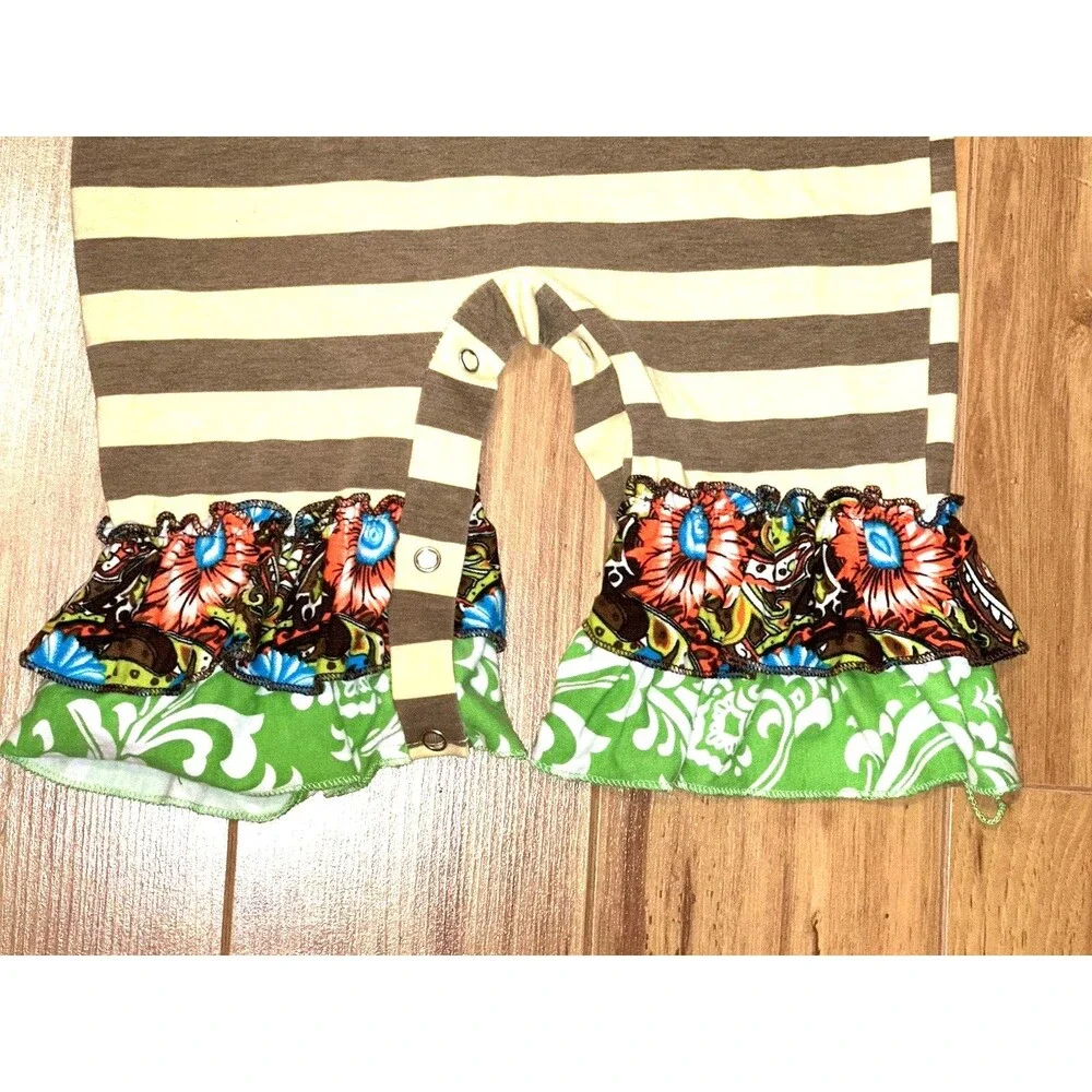 FALL Harvest Baby Girl Romper 6-12 Months One Piece Ruffles Pumpkin Jumpsuit